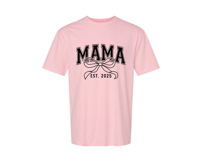 brand:Generic|color:Pink|Mama Bow Varsity Graphic T-Shirt