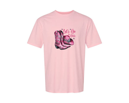 brand:Generic|color:Pink|Lets Go Girls Cowgirl Boots 2 Graphic T-Shirt
