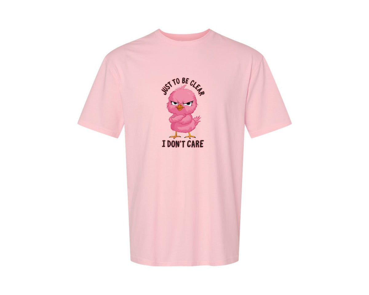 brand:Generic|color:Pink|Just To Be Clear I Dont Care Chicekn Graphic T-Shirt