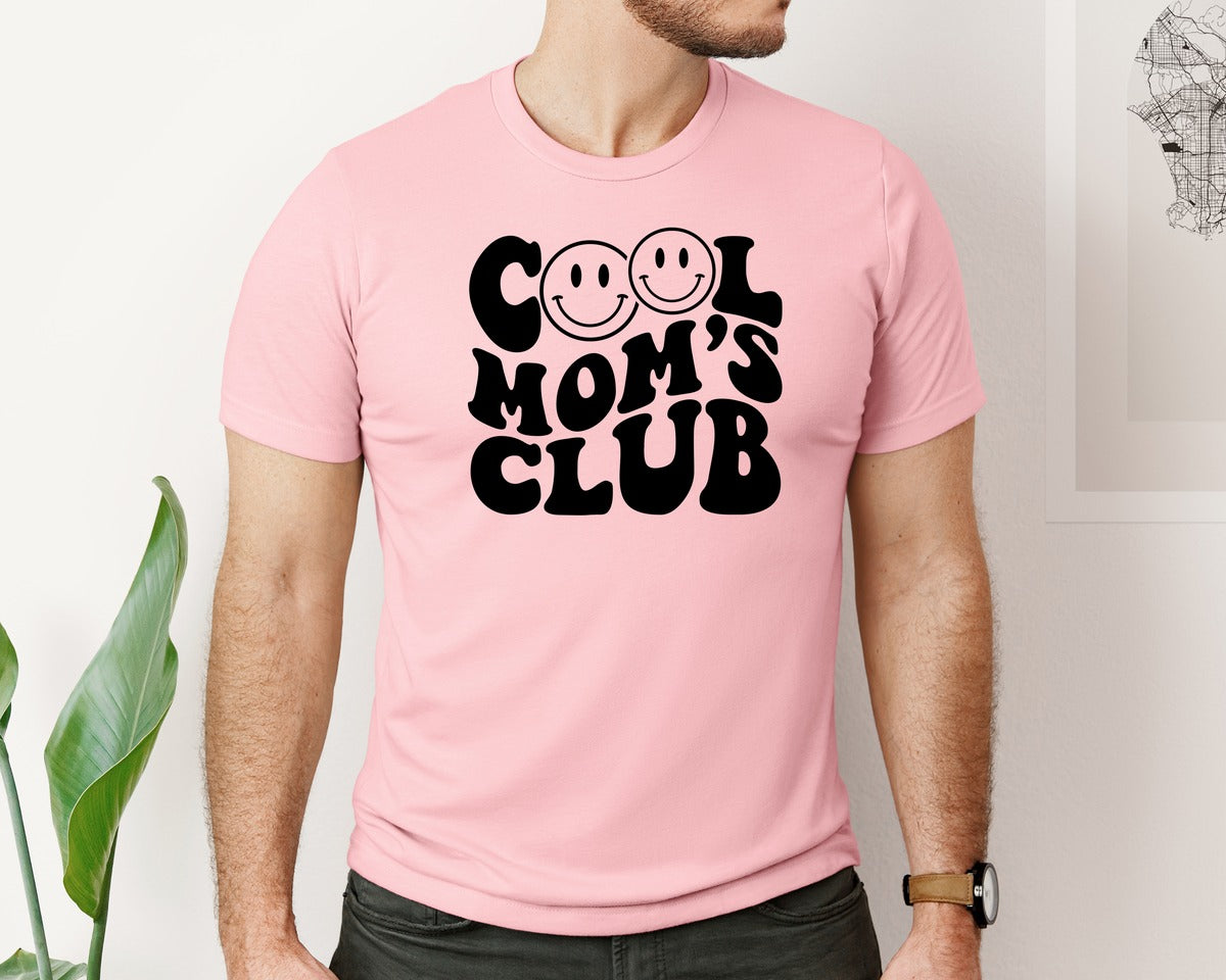brand:Bella Canvas|color:Pink|Cool Moms Club Wavy 2 Graphic T-Shirt