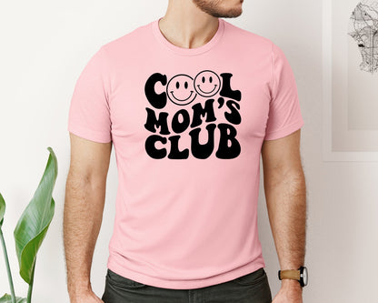 brand:Bella Canvas|color:Pink|Cool Moms Club Wavy 2 Graphic T-Shirt