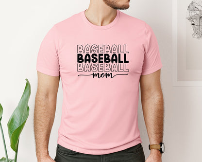 brand:Bella Canvas|color:Pink|Baseball Mom Baseball Mom 3 Graphic T-Shirt