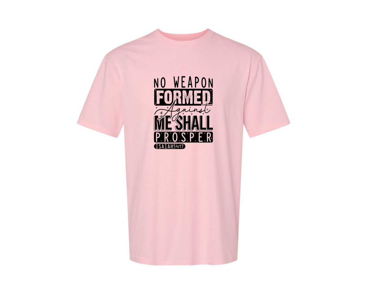 brand:Generic|color:Pink|No Weapon Formed Against Me Shall Prospe Graphic T-Shirt