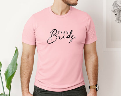 brand:Bella Canvas|color:Pink|Team Bride Bridal Party Graphic T-Shirt