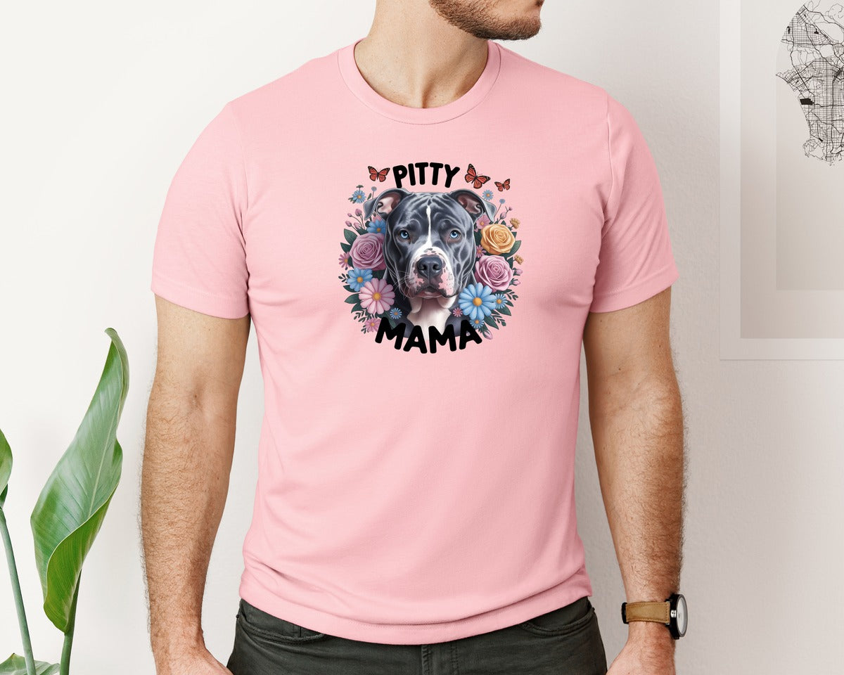 brand:Bella Canvas|color:Pink|Pitty Mama Cute Pitbull Dog 2 Graphic T-Shirt
