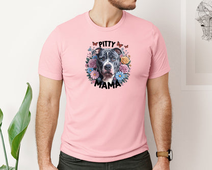 brand:Bella Canvas|color:Pink|Pitty Mama Cute Pitbull Dog 2 Graphic T-Shirt