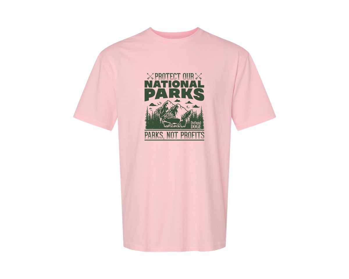 brand:Generic|color:Pink|Protect Our National Parks Defund Doge 2 Graphic T-Shirt