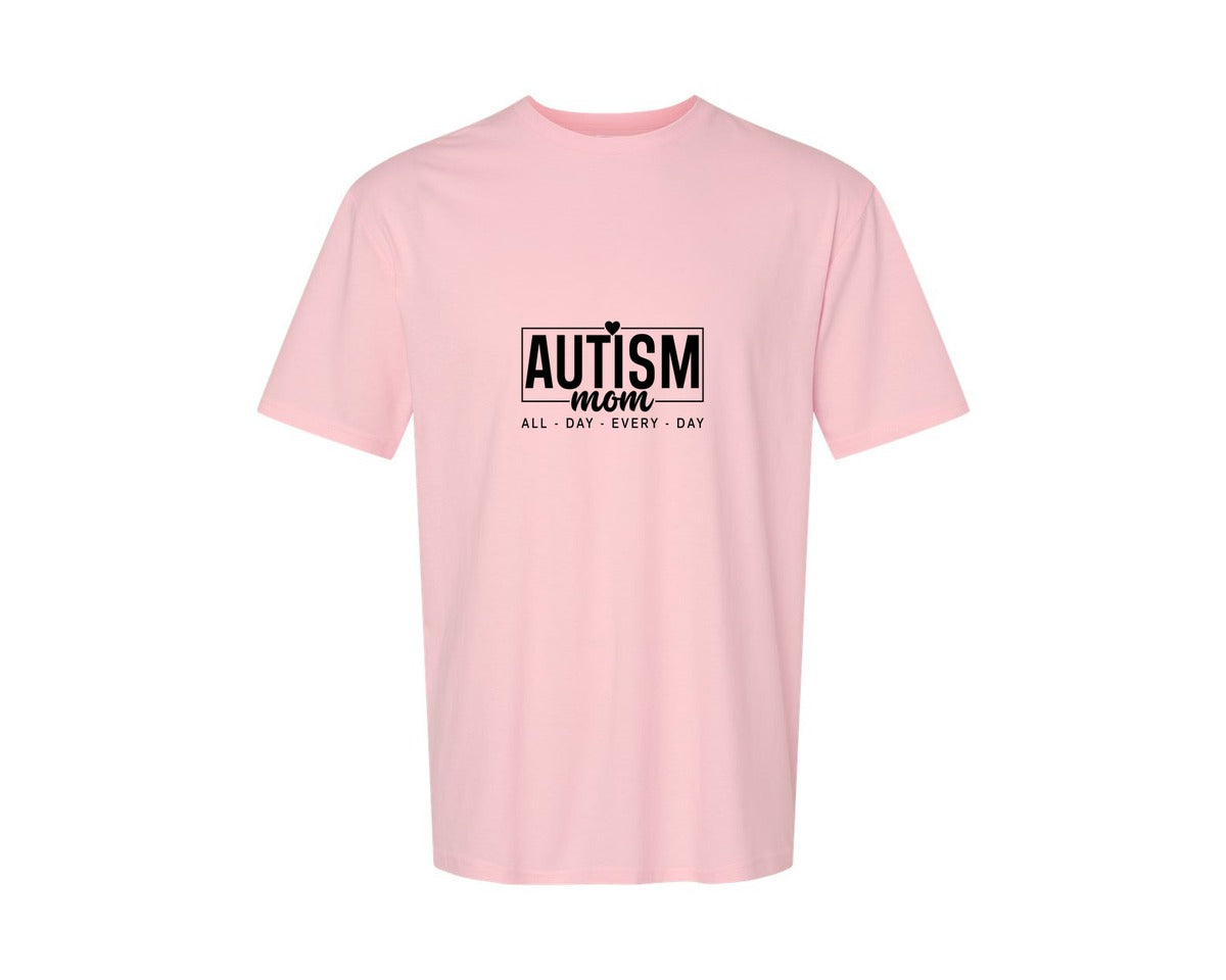 brand:Generic|color:Pink|Autism Advocacy Autism Mom Love Graphic T-Shirt
