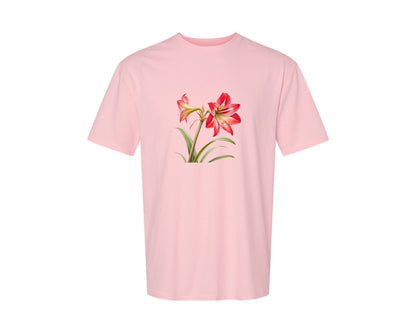 brand:Generic|color:Pink|Red Amaryllis Flower T Shirt Design Graphic T-Shirt