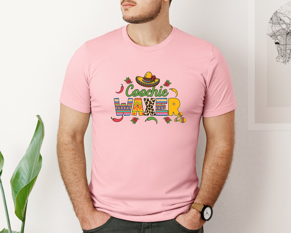 brand:Bella Canvas|color:Pink|Cinco De Mayo Coochie Waxer Mexico Graphic T-Shirt