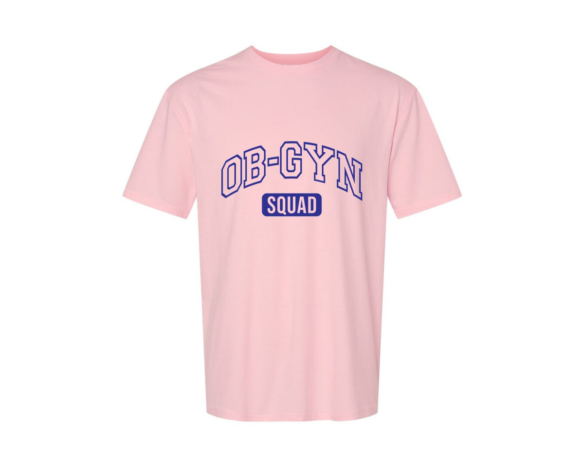 brand:Generic|color:Pink|Ob Gyn Onc Squad At Your Cervix Graphic T-Shirt