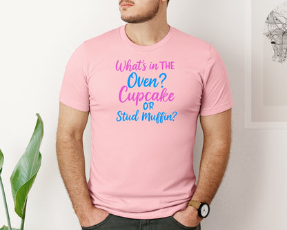 brand:Bella Canvas|color:Pink|Cupcake Gender Reveal T Shirt Graphic T-Shirt