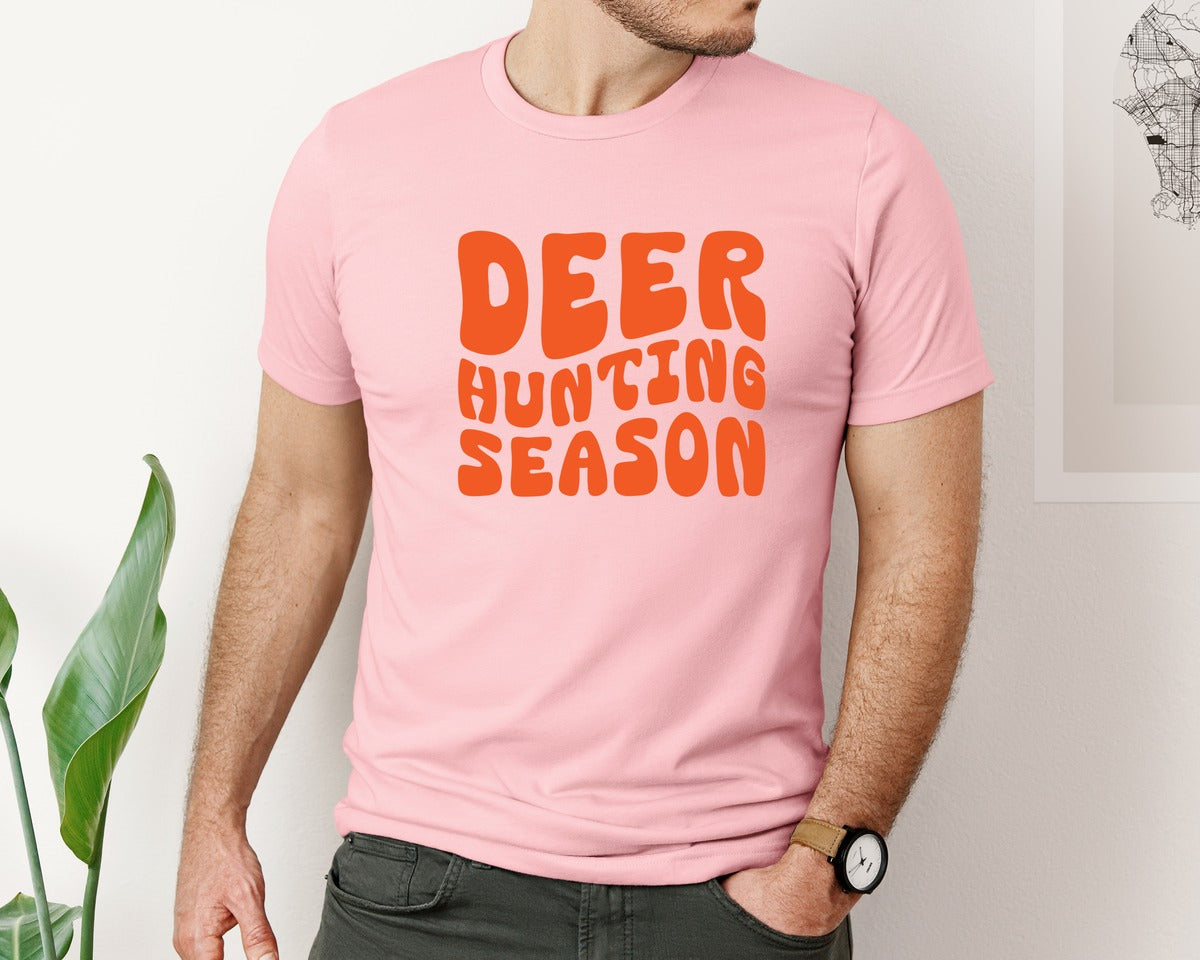 brand:Bella Canvas|color:Pink|Retro Deer Hunting Season Design 2 Graphic T-Shirt