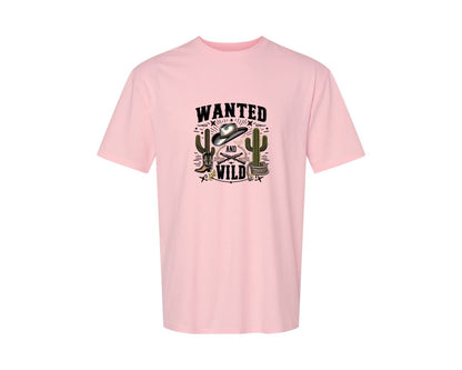 brand:Generic|color:Pink|Western Wanted And Wild T Shirt Graphic T-Shirt