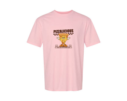 brand:Generic|color:Pink|Vintage Slice Pizza Cartoon Character Graphic T-Shirt
