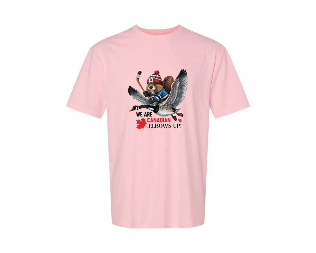brand:Generic|color:Pink|We Are Canada Elbows Up 2 Graphic T-Shirt