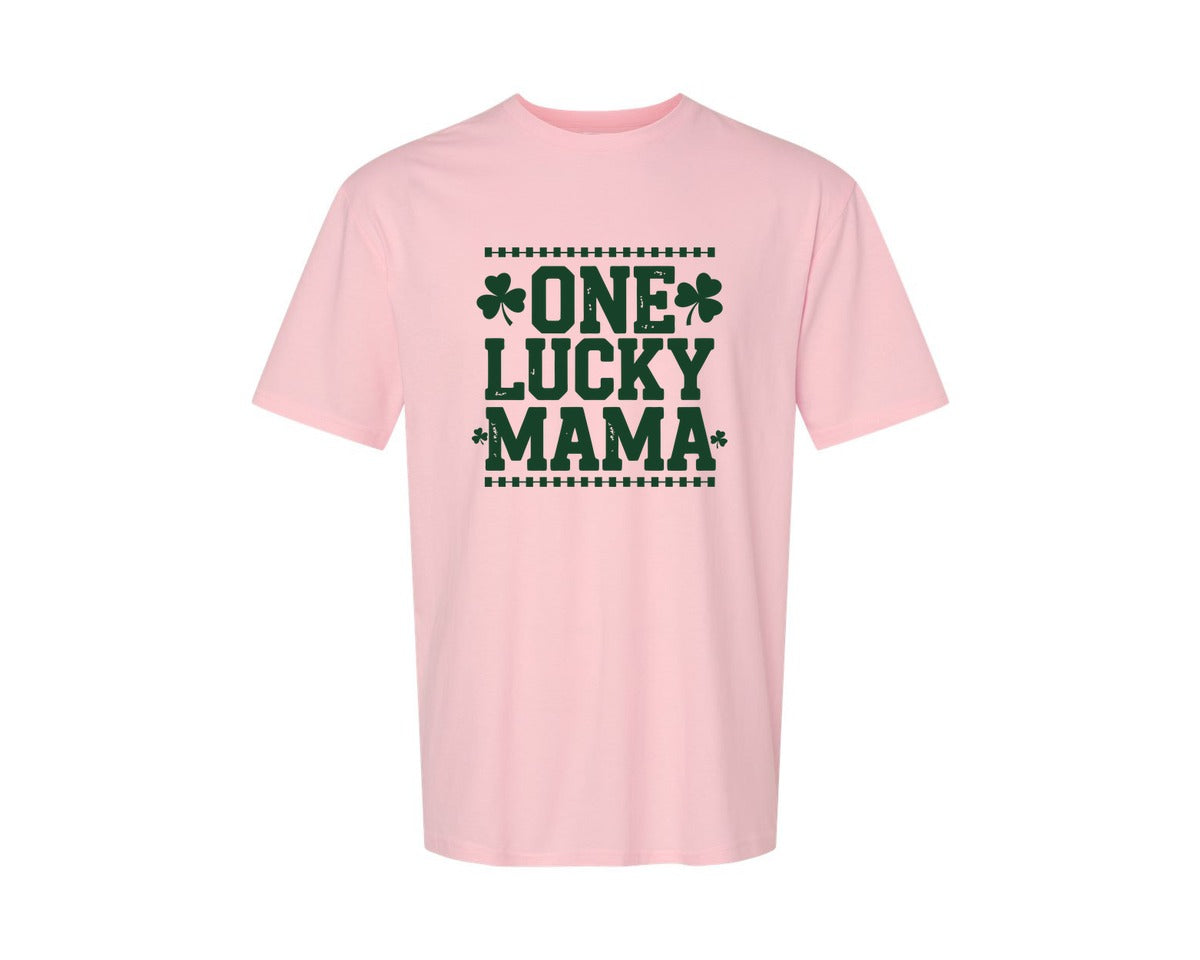brand:Generic|color:Pink|One Lucky Mama Design 40 Graphic T-Shirt