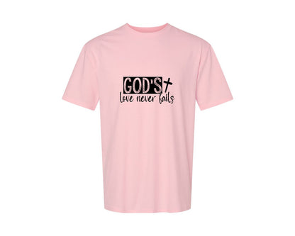 brand:Generic|color:Pink|Gods Love Never Fails Sleeve Design 2 Graphic T-Shirt