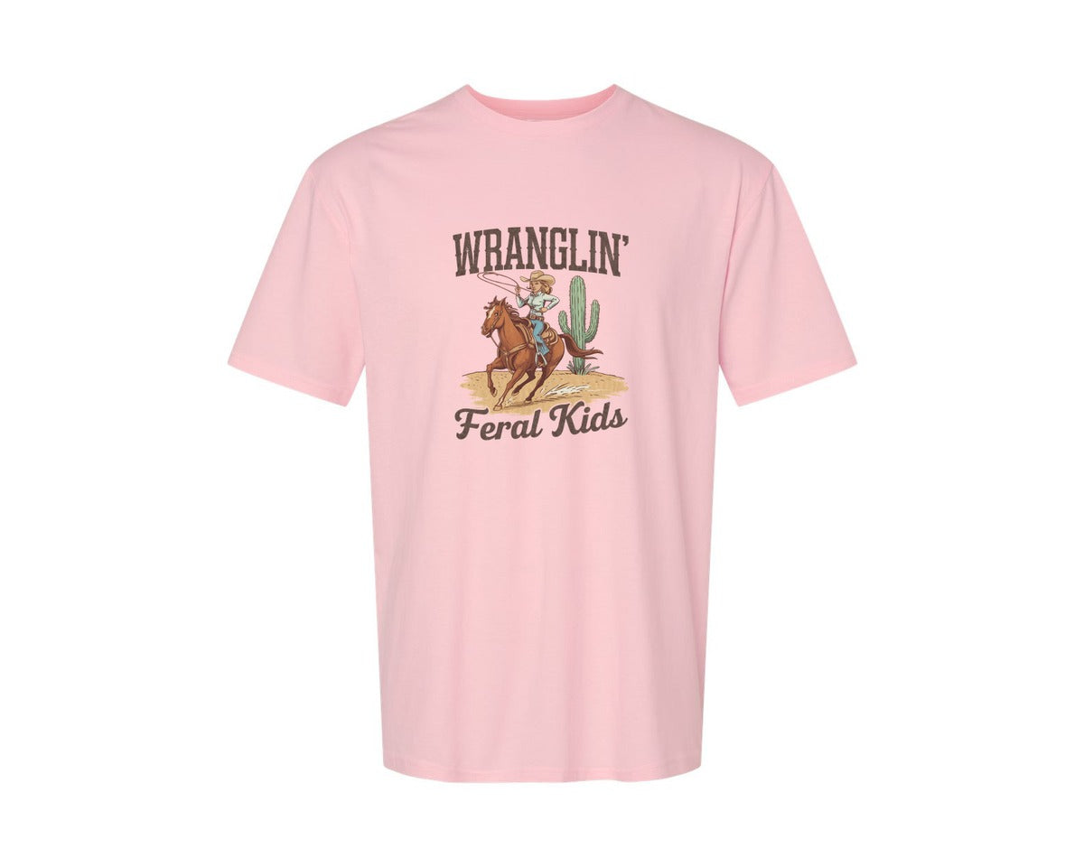 brand:Generic|color:Pink|Wranglin Feral Kids Western Mothers Day 3 Graphic T-Shirt