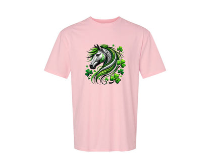 brand:Generic|color:Pink|St Patricks Day Horse Lucky Graphic T-Shirt