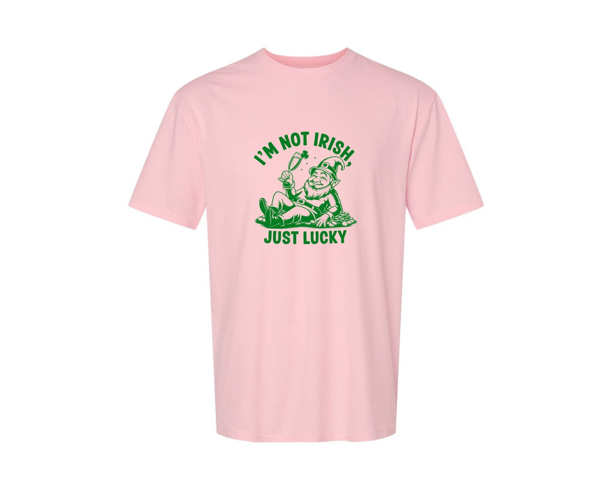 brand:Generic|color:Pink|Im Not Irish Just Lucky Design Graphic T-Shirt