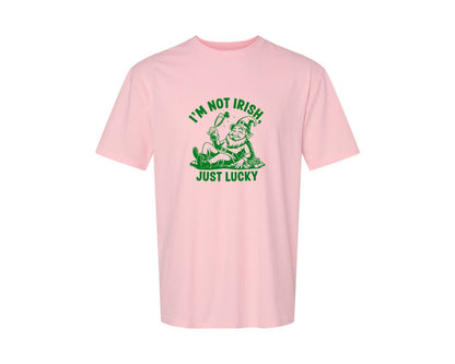 brand:Generic|color:Pink|Im Not Irish Just Lucky Design Graphic T-Shirt
