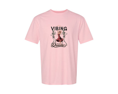brand:Generic|color:Pink|Vibing With My Demons Retro Gothic 2 Graphic T-Shirt