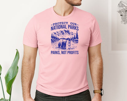 brand:Bella Canvas|color:Pink|Protect Our National Parks Shirt Save Graphic T-Shirt