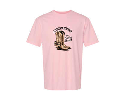 brand:Generic|color:Pink|Blessed Stressed Mom Western Mothers Day 2 Graphic T-Shirt