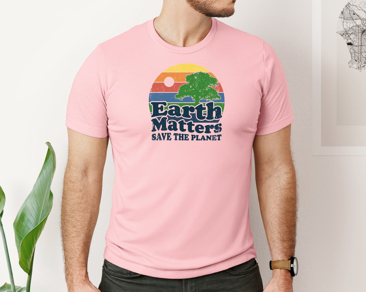 brand:Bella Canvas|color:Pink|Earth Matters Save The Planet T Shirt Graphic T-Shirt