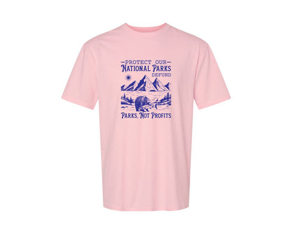 brand:Generic|color:Pink|Protect Our National Parks Defund Doge Graphic T-Shirt