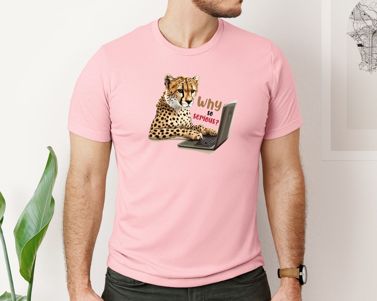 brand:Bella Canvas|color:Pink|Tiger Typing On A Laptop T Shirt Print Graphic T-Shirt