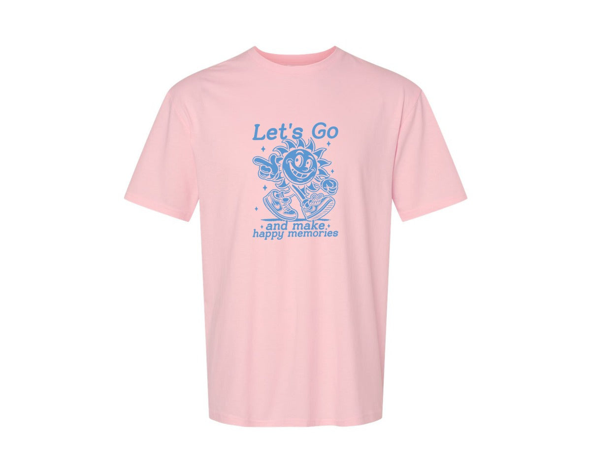 brand:Generic|color:Pink|Lets Go And Make Happy Memories Graphic T-Shirt