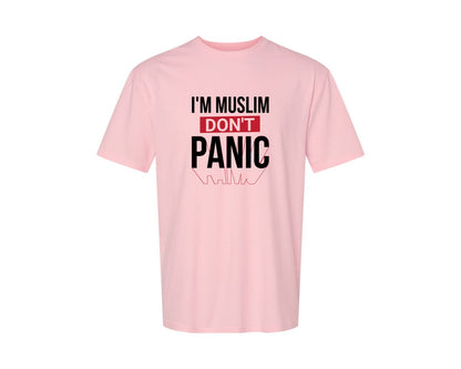 brand:Generic|color:Pink|Im Muslim Dont Panic Muslim Quote Is Graphic T-Shirt