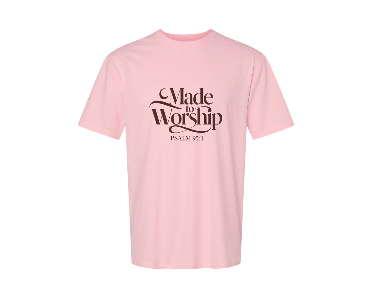 brand:Generic|color:Pink|Made To Worship Psalm 951 Design 3 Graphic T-Shirt