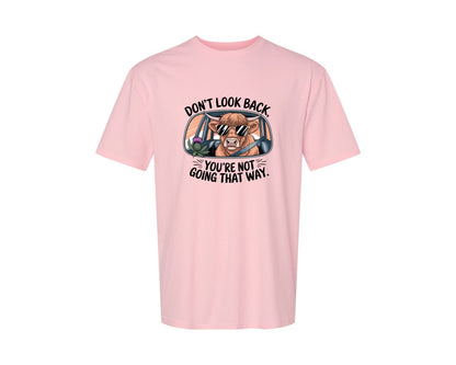 brand:Generic|color:Pink|Dont Look Back Highland Cow Graphic T-Shirt