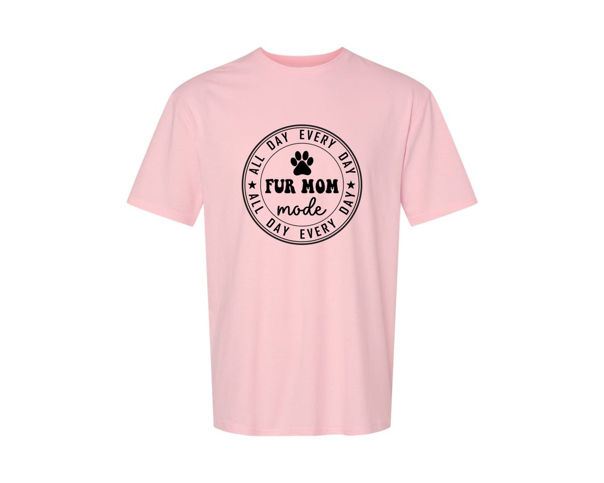 brand:Generic|color:Pink|Fur Mom Funny Dog Mom Shirt Graphic T-Shirt