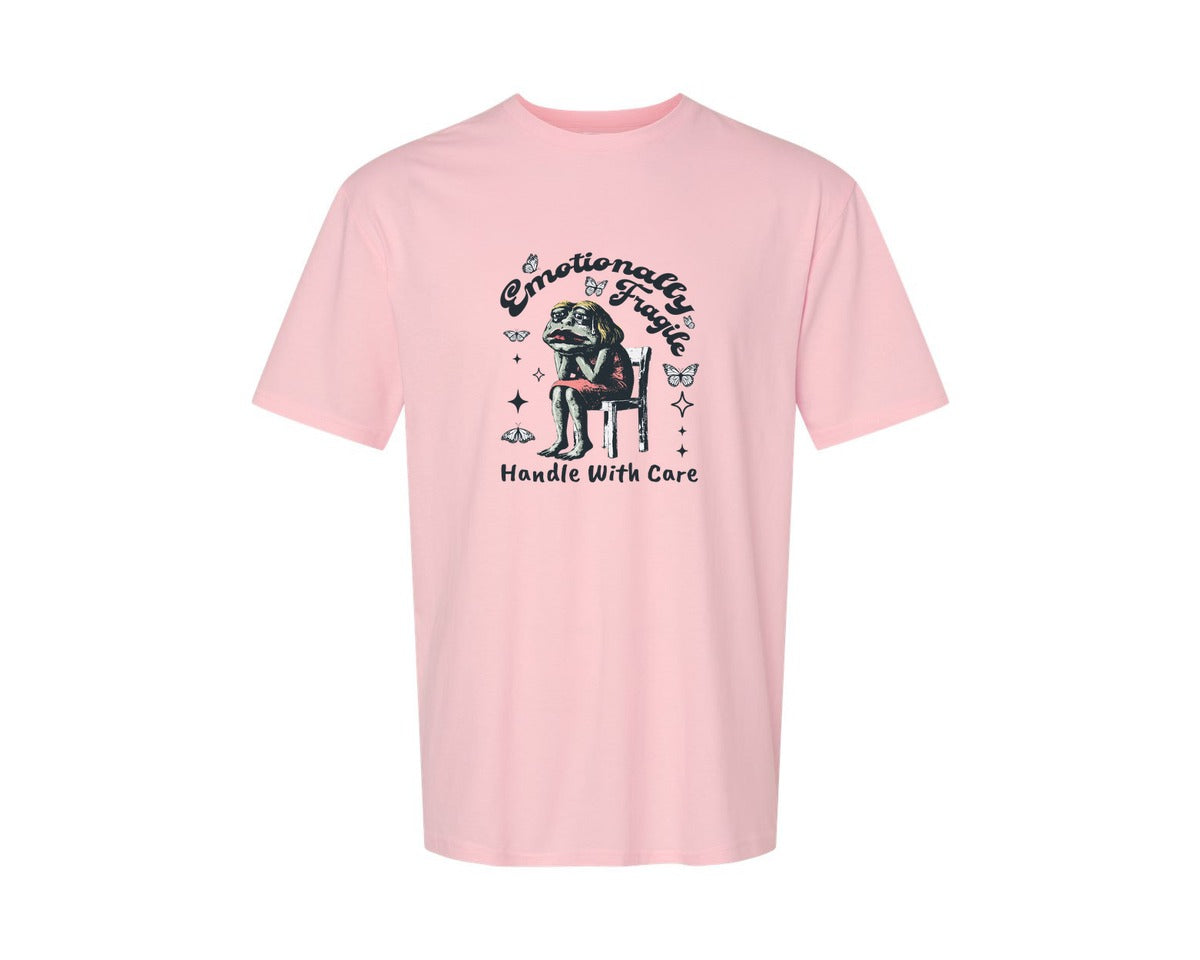 brand:Generic|color:Pink|Frog Woman With Tears Emotionally Shirt Graphic T-Shirt