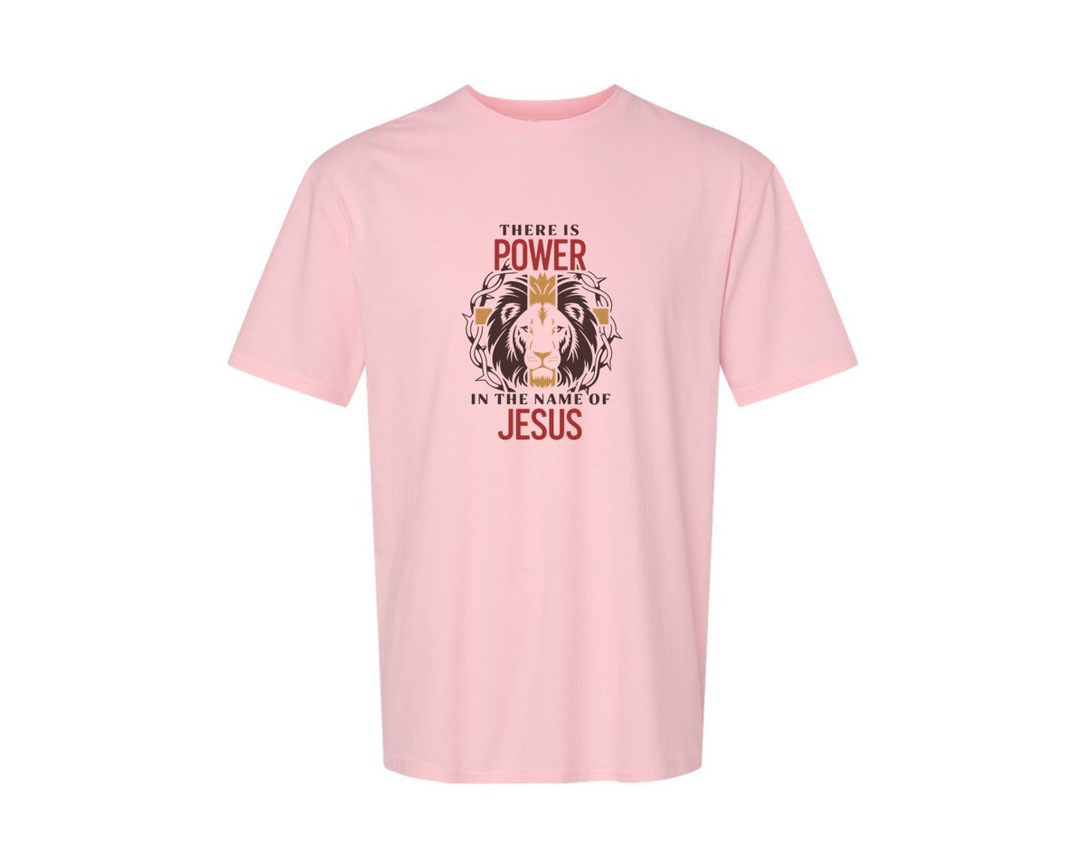 brand:Generic|color:Pink|There Is Power In The Name Of Jesus 10 Graphic T-Shirt