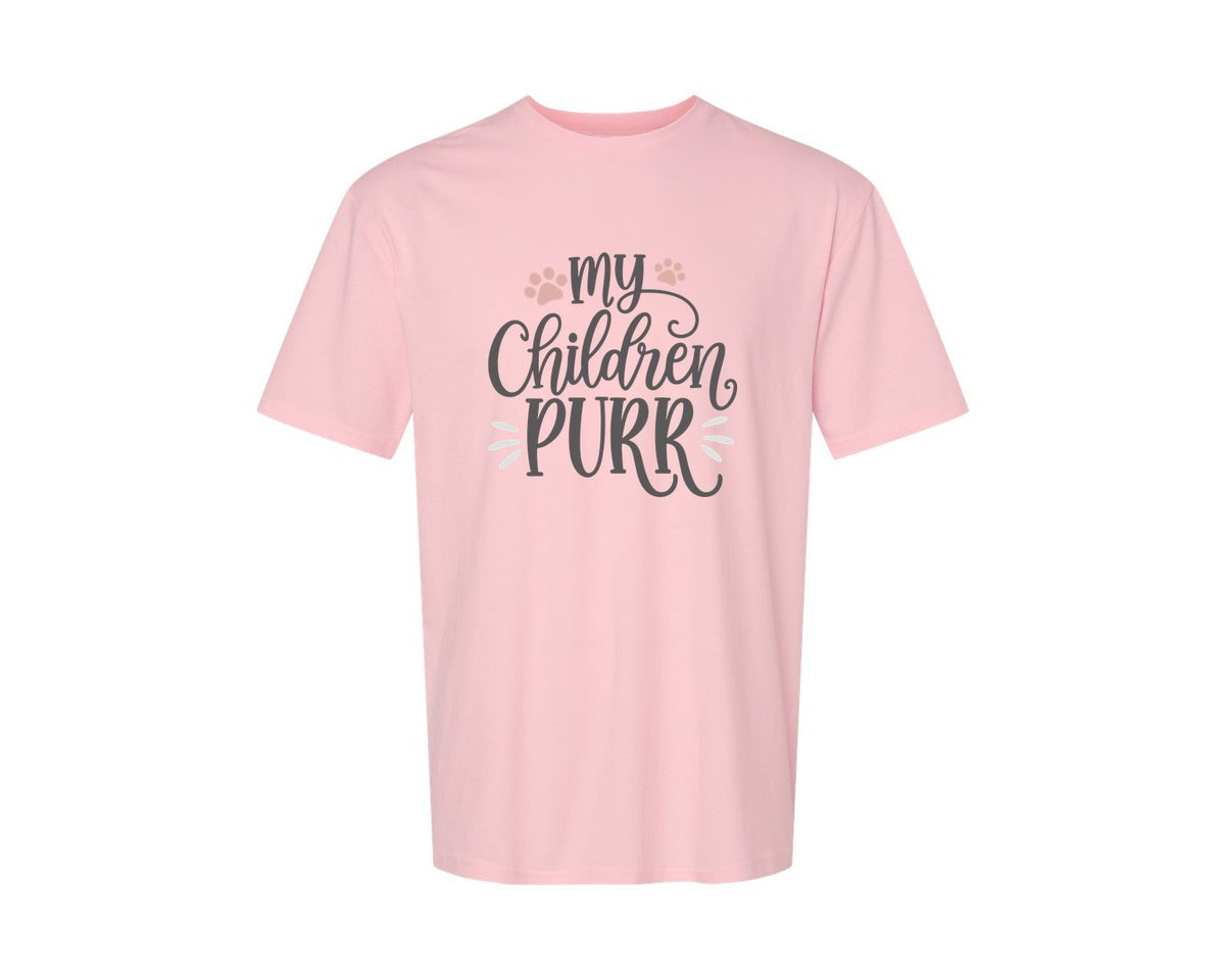 brand:Generic|color:Pink|My Children Purr Cute Cat Quote Graphic T-Shirt