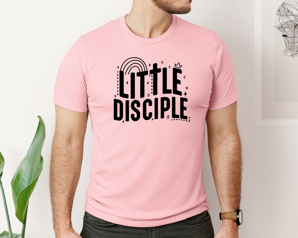 brand:Bella Canvas|color:Pink|Retro Little Disciple Tshirt Kids Graphic T-Shirt