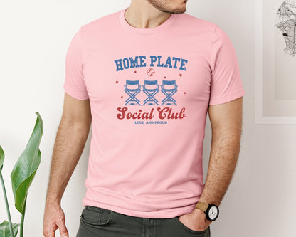 brand:Bella Canvas|color:Pink|Vintage Baseball Home Plate Social Club Graphic T-Shirt