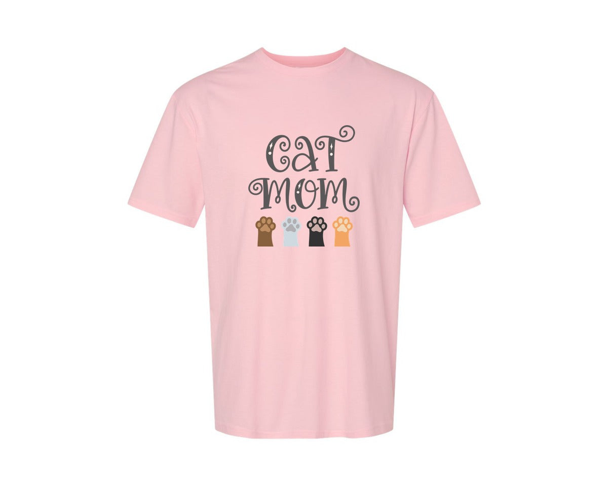 brand:Generic|color:Pink|Cat Mom Cute Crazy Cat Lady Quote 2 Graphic T-Shirt