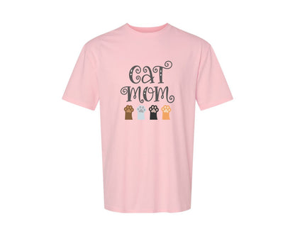 brand:Generic|color:Pink|Cat Mom Cute Crazy Cat Lady Quote 2 Graphic T-Shirt