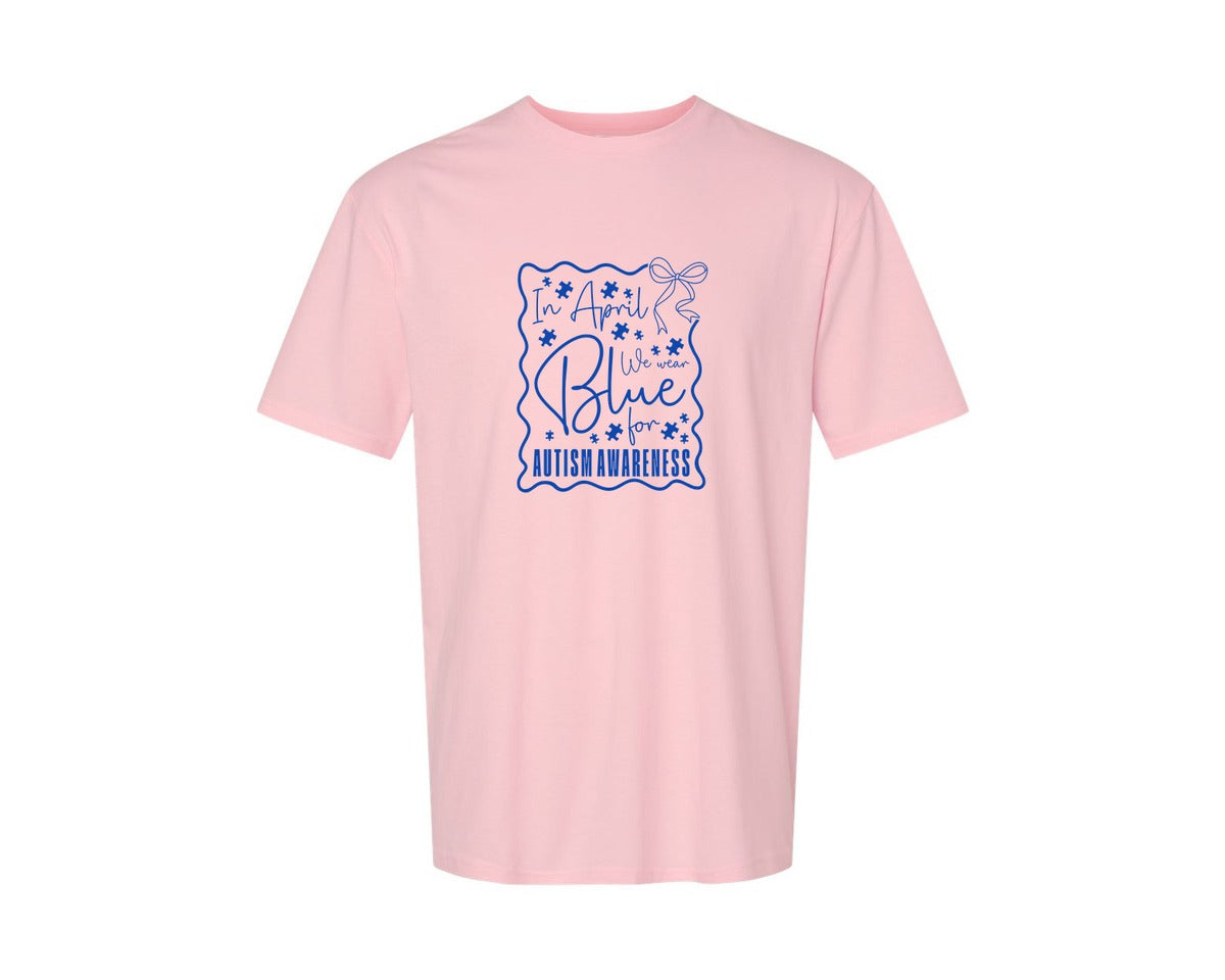 brand:Generic|color:Pink|In April We Wear Blue Autism 2 Graphic T-Shirt