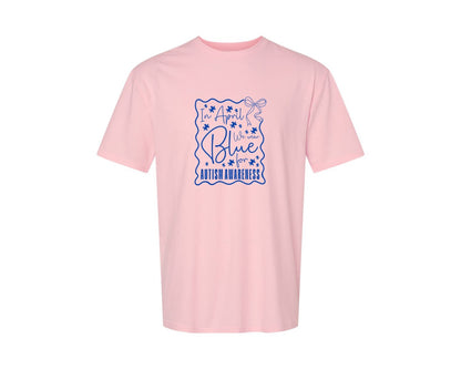 brand:Generic|color:Pink|In April We Wear Blue Autism 2 Graphic T-Shirt