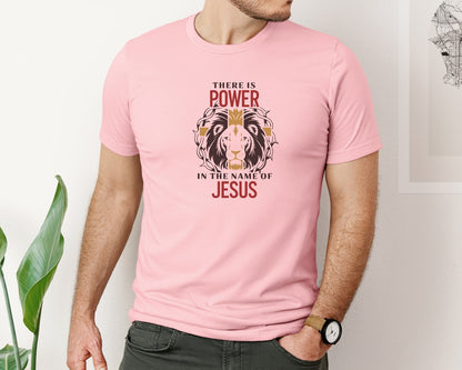 brand:Bella Canvas|color:Pink|There Is Power In The Name Of Jesus 10 Graphic T-Shirt