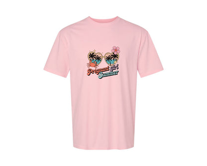 brand:Generic|color:Pink|Pregnant Girl Summer Pregnancy Graphic T-Shirt