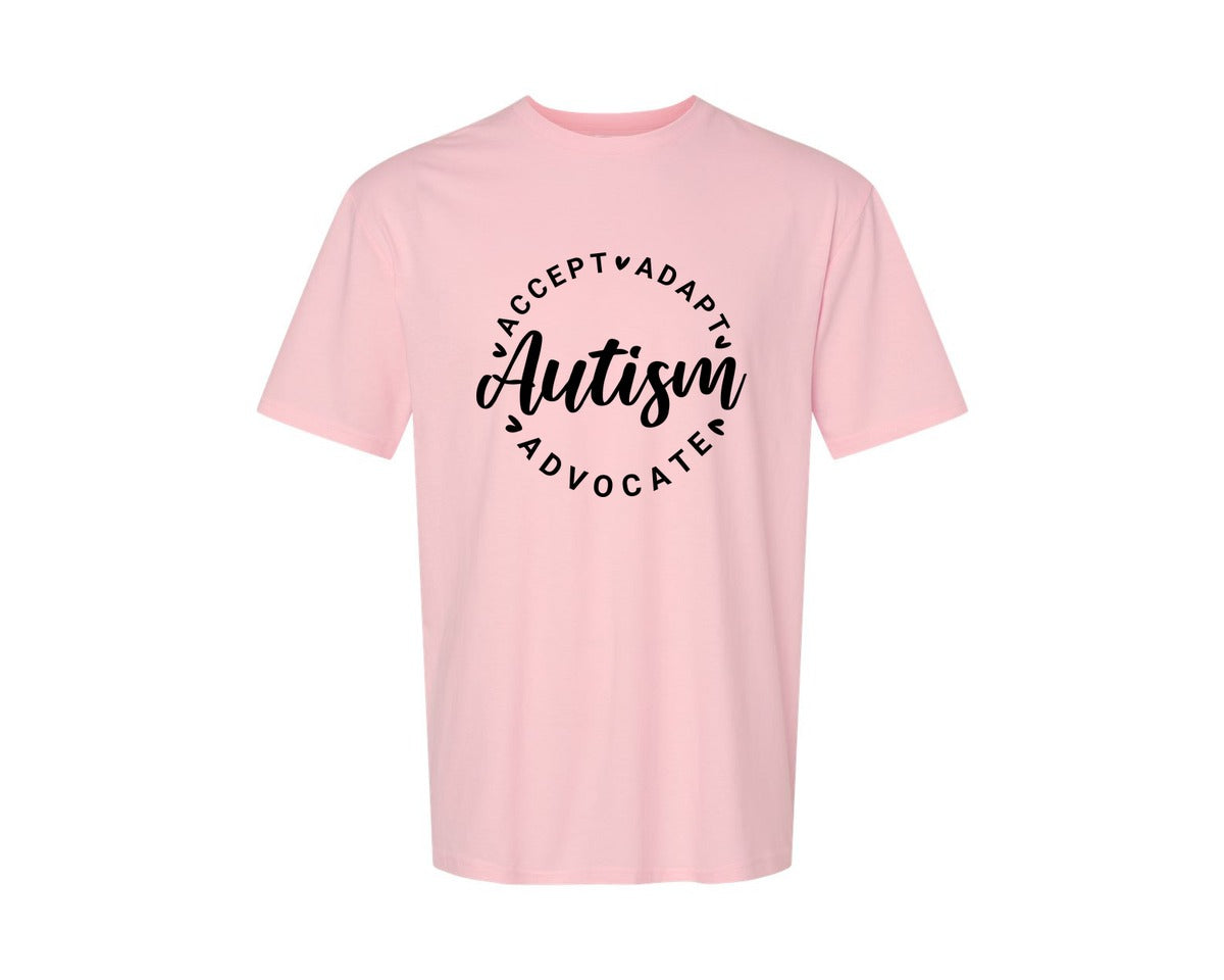 brand:Generic|color:Pink|Autism Awareness Accept Adapt Advocate 4 Graphic T-Shirt