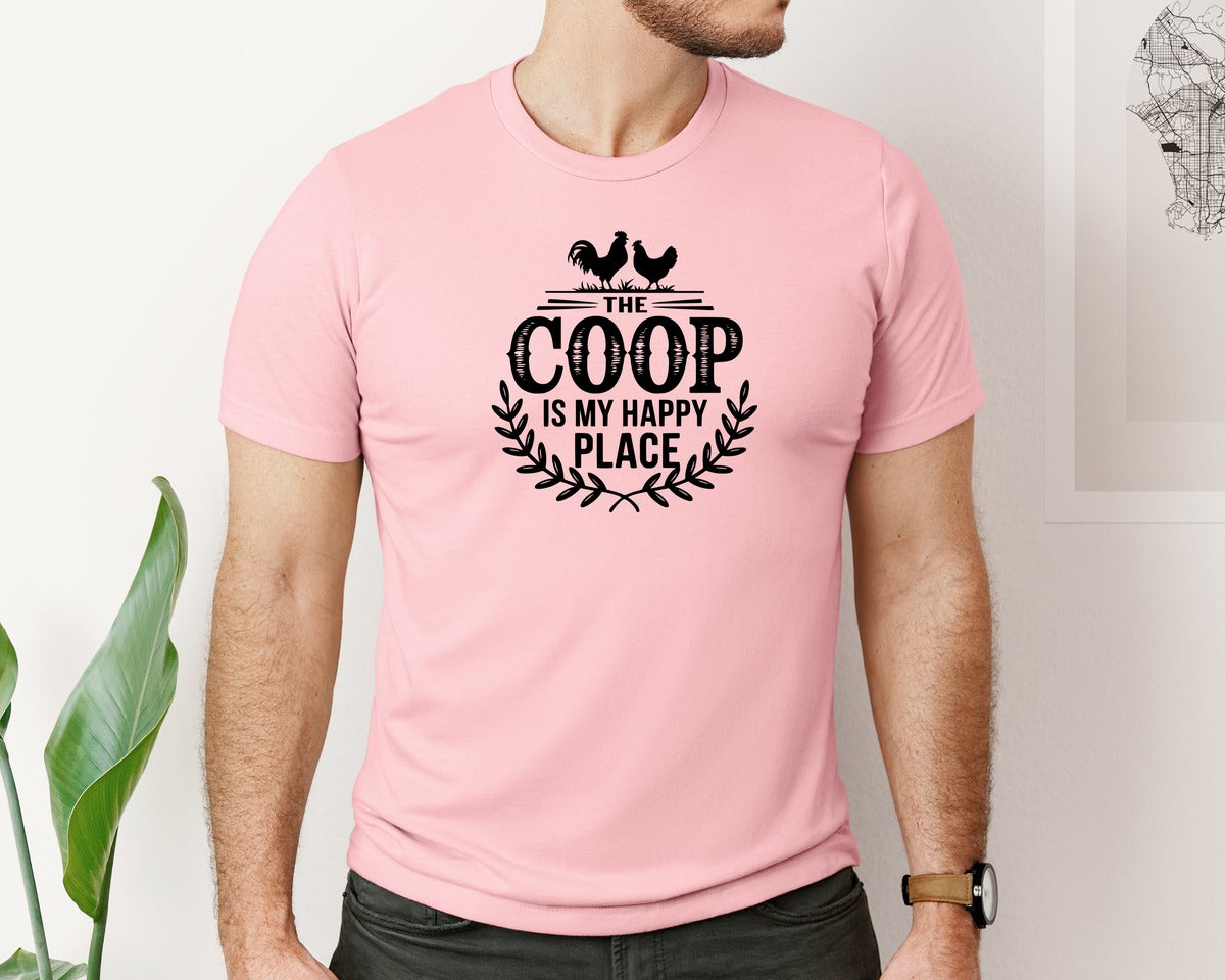 brand:Bella Canvas|color:Pink|The Coop Is My Happy Place T Shirt Desig Graphic T-Shirt